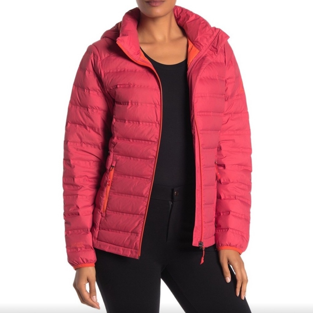 GERRY Womens Miriam Coral Pink Hooded Down Fill Puffer Lightweight Jacket Size M